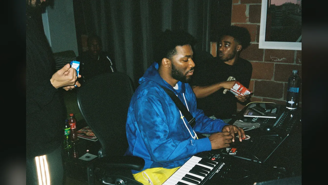 AIRapGenerator: friends making a rap song together in a home studio