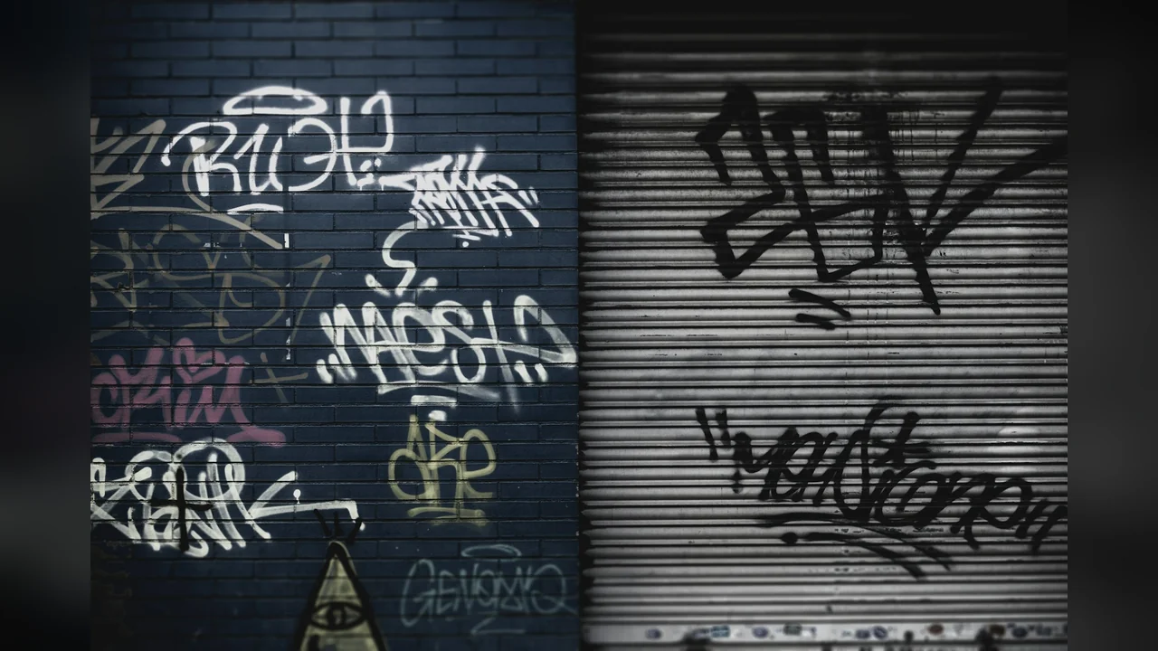 AIRapGenerator: graffiti name tags on a city wall